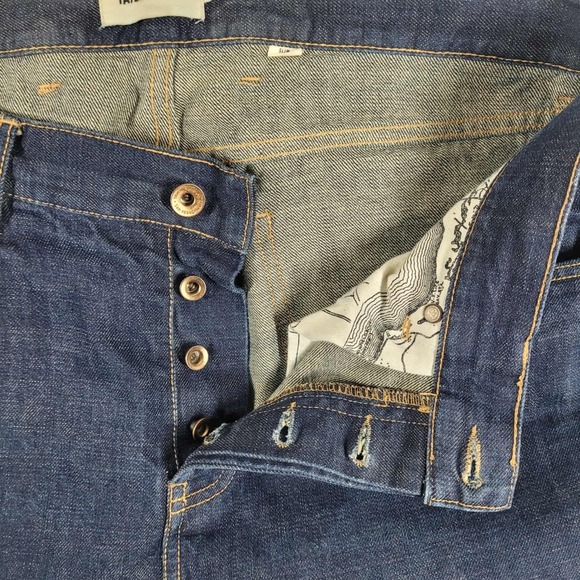 Taylor Stitch Jeans Men's 33 Blue Denim Slim Mid Rise Button Fly Casual Comfort - Picture 7 of 14